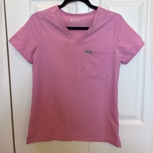 Figs Catarina One Pocket Scrub Top, XXS, Chalk Pink